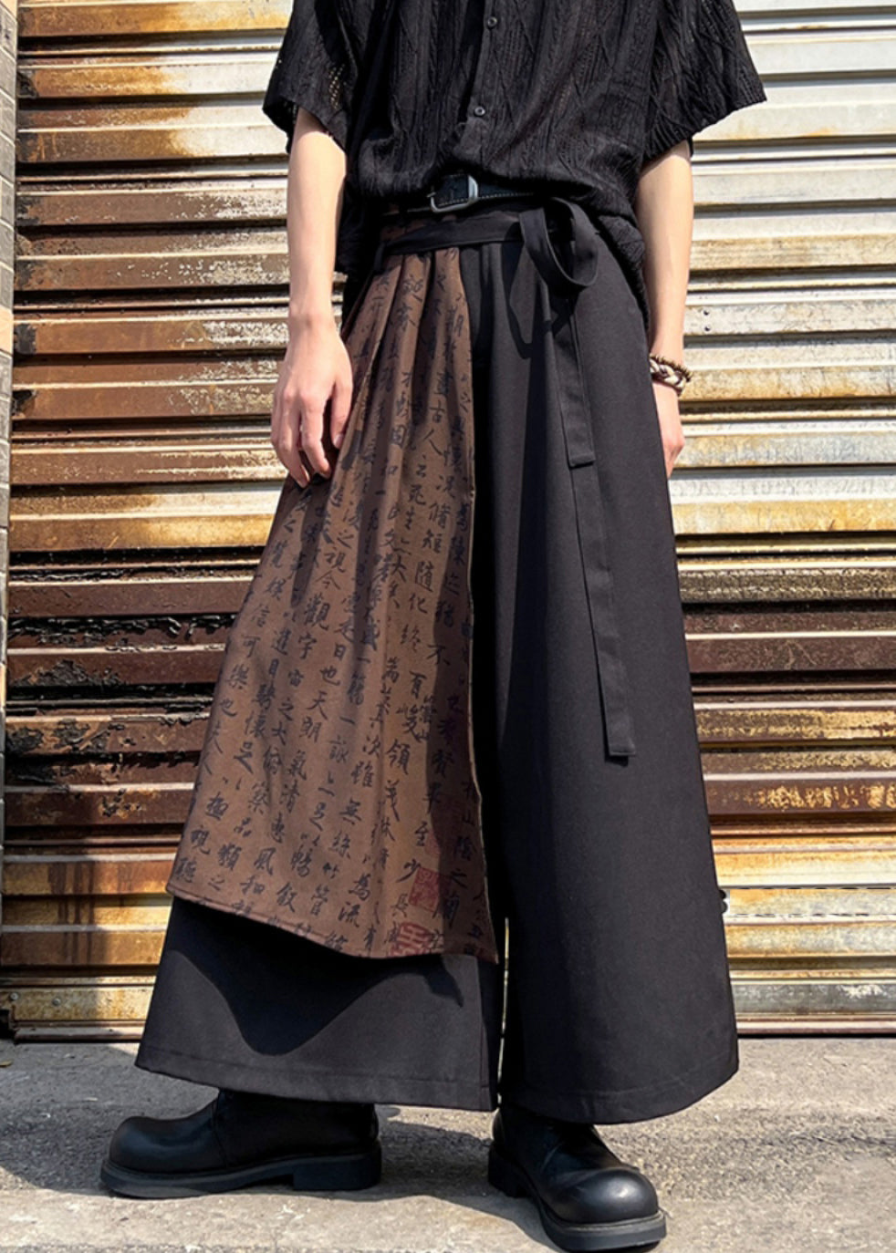 Stylish Black Asymmetrical Pockets Print Cotton Pants Summer Sa009