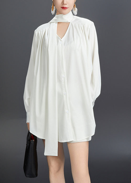 Stylish Black Bow Cotton Fall Blouses Aj1014