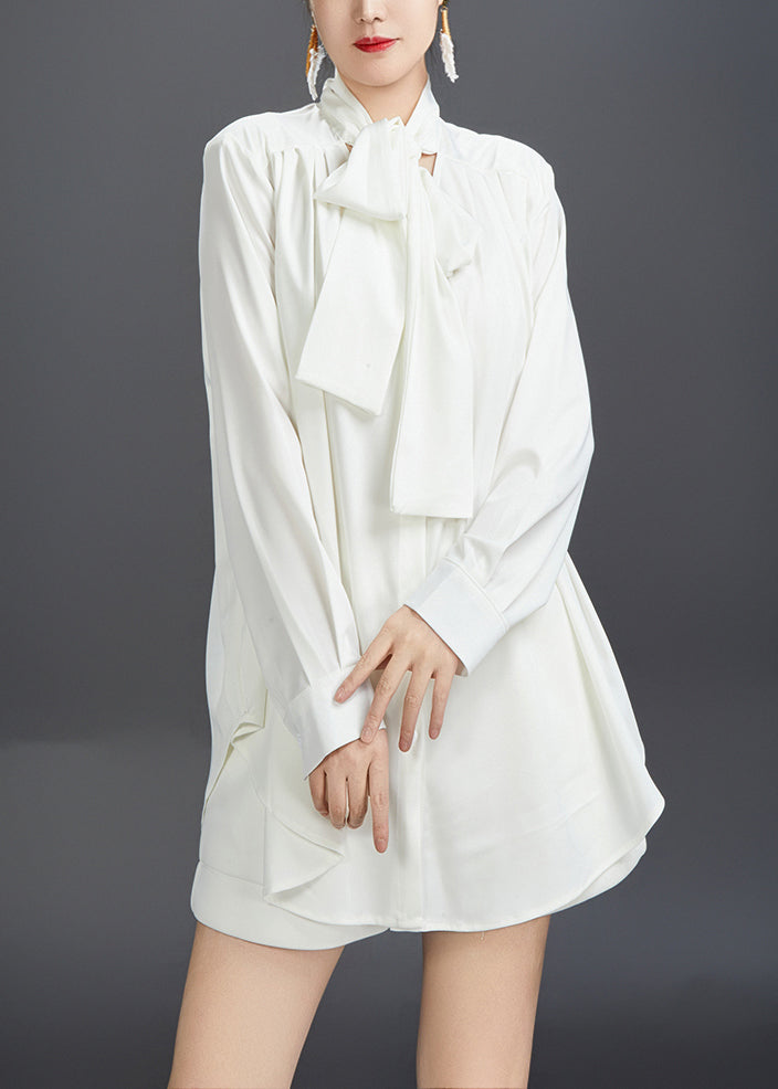 Stylish Black Bow Cotton Fall Blouses Aj1014