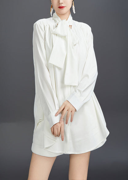 Stylish Black Bow Cotton Fall Blouses Aj1014