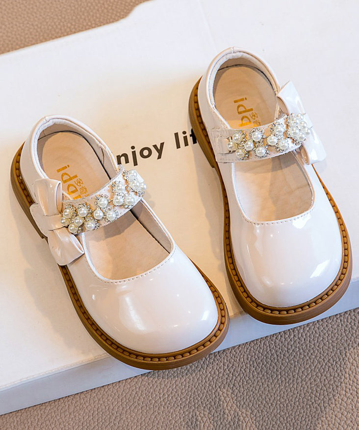 Strap Kids Buckle Shoes Bead Black Loafer Stylish Nail