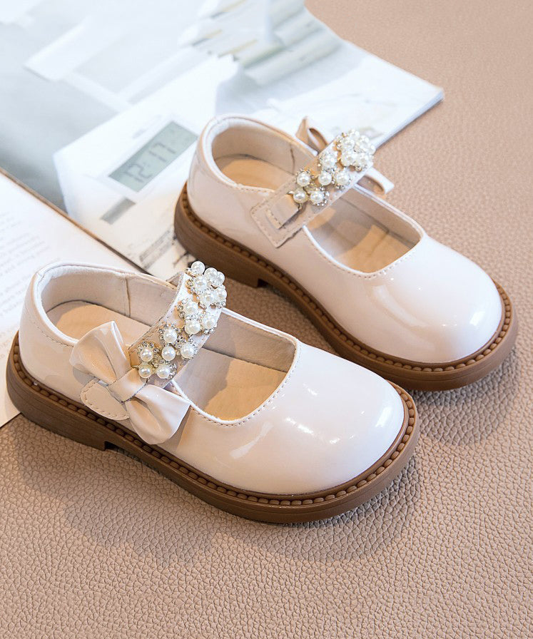 Strap Kids Buckle Shoes Bead Black Loafer Stylish Nail