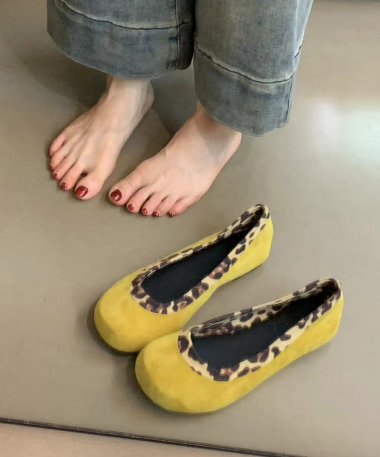 Stylish Black Leopard Splicing Flat Feet Shoes Wt036