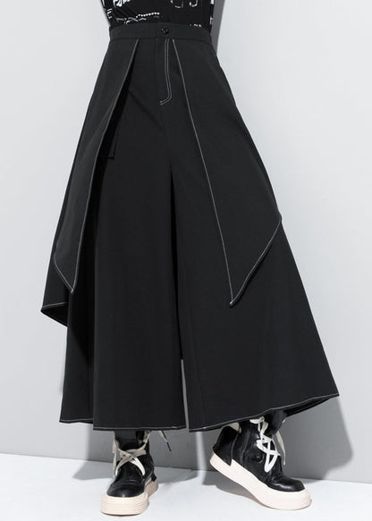 Stylish Black Patchwork High Waist Draping Wide Leg Pants Spring Rz002