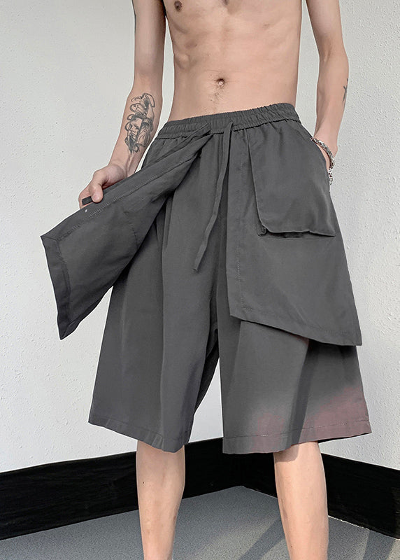 Stylish Black Patchwork Tie Waist Wide Leg Pants Summer Yt018