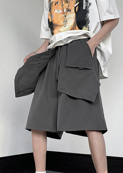 Stylish Black Patchwork Tie Waist Wide Leg Pants Summer Yt018