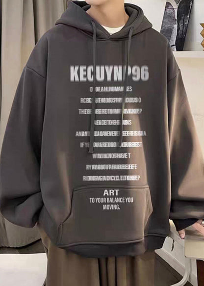 Stylish Black Print Pockets Oversized Cotton Sweatshirt Spring Yq022