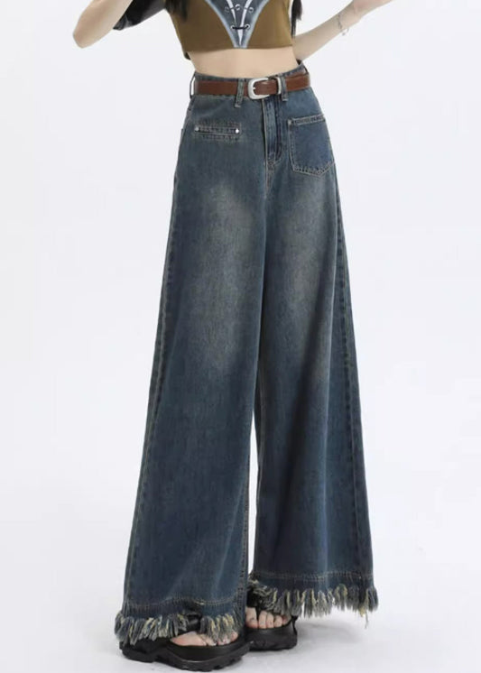 Stylish Blue Pockets High Waist Denim Pants Summer Pp015
