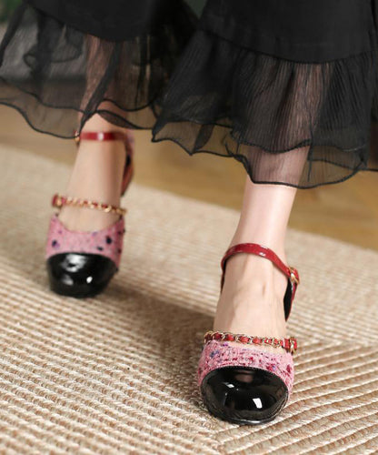 Stylish Buckle Strap Splicing Rose Faux Leather Loafer Shoes Xc1030