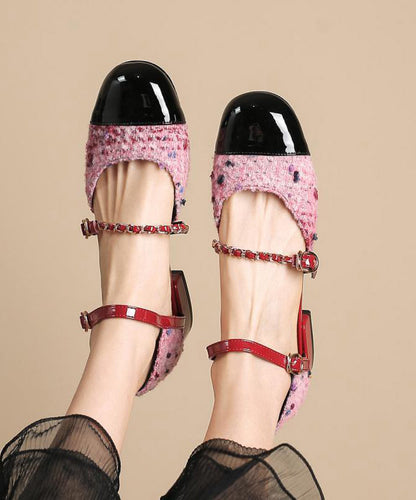 Stylish Buckle Strap Splicing Rose Faux Leather Loafer Shoes Xc1030