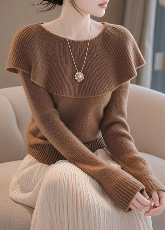 Stylish Coffee Original Design Knit Sweaters Spring Tf017