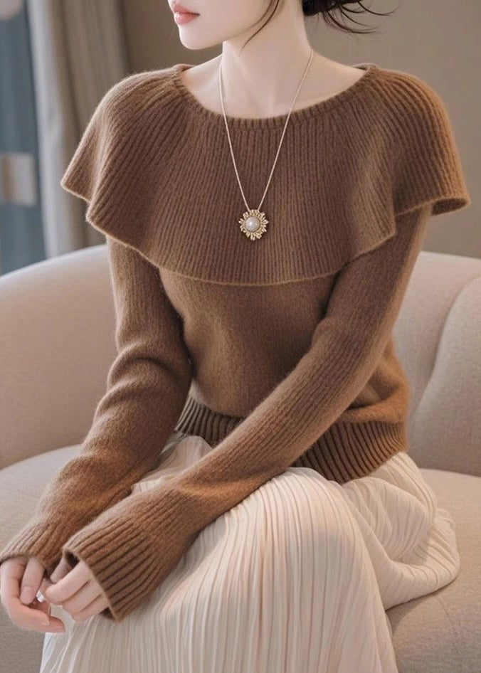 Stylish Coffee Original Design Knit Sweaters Spring Tf017