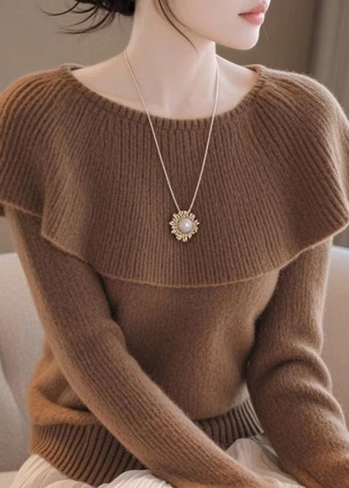 Stylish Coffee Original Design Knit Sweaters Spring Tf017