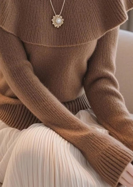Stylish Coffee Original Design Knit Sweaters Spring Tf017