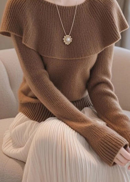 Stylish Coffee Original Design Knit Sweaters Spring Tf017