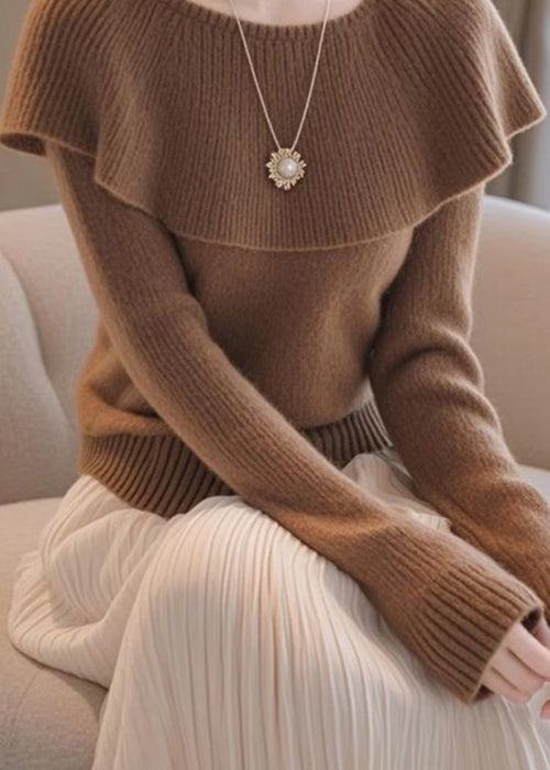 Stylish Coffee Original Design Knit Sweaters Spring Tf017