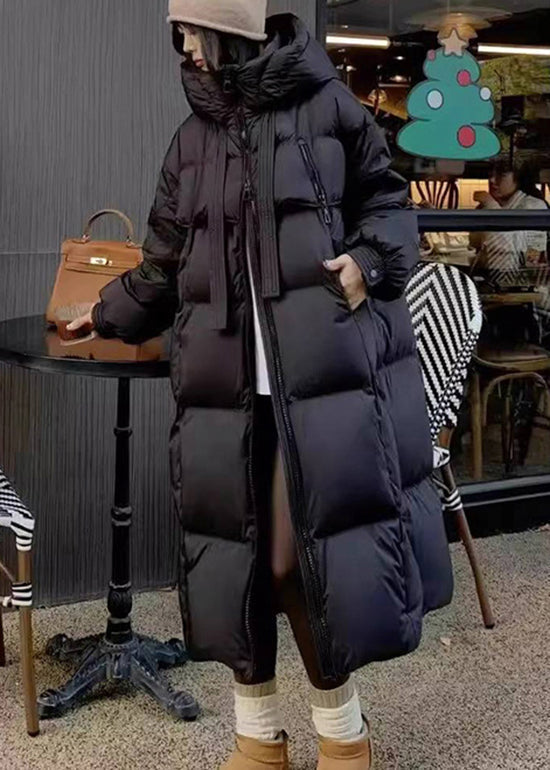 Stylish Coffee Zip Up Pockets Duck Down Puffer Hooded Coat Winter Td034