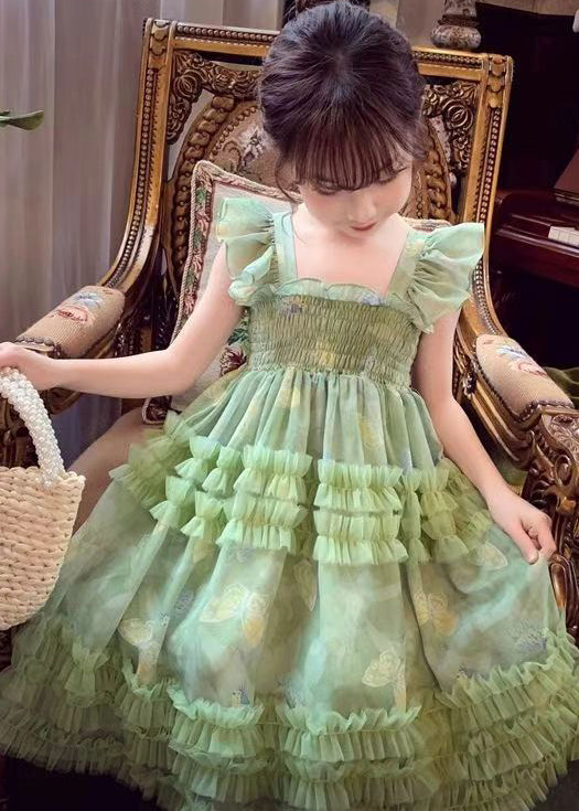 Stylish Green Bow Tulle Patchwork Long Dress Summer Tt002
