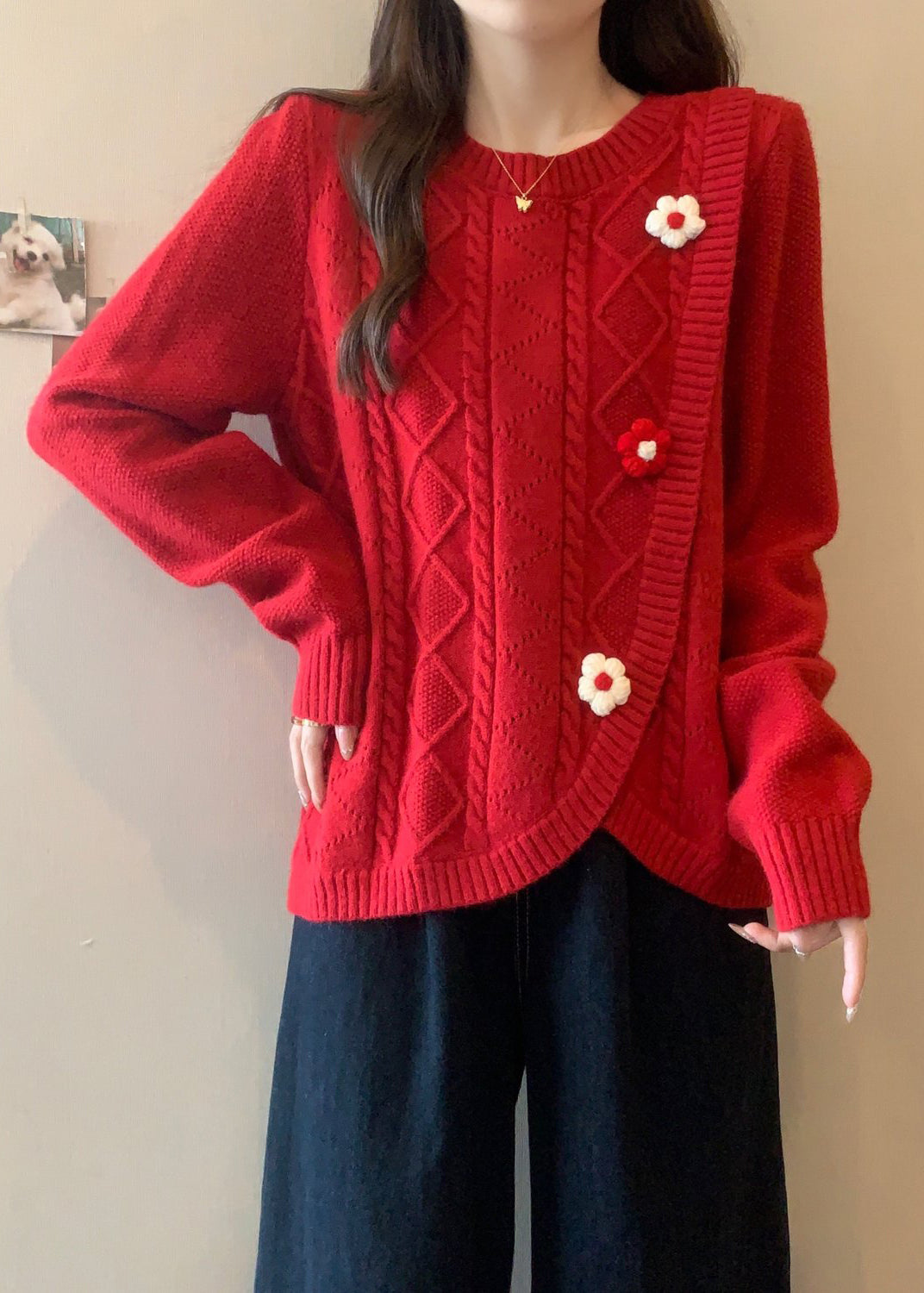 Stylish Green O Neck Asymmetrical Knit Sweaters Winter Rg040