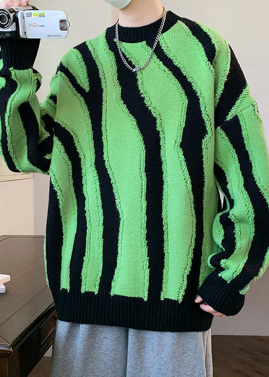 Stylish Green O Neck Original Design Knit Sweaters Winter Rc023