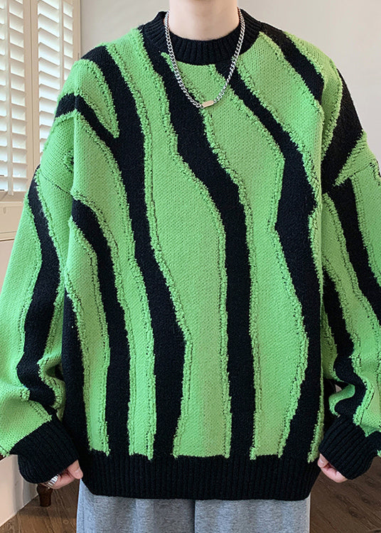 Stylish Green O Neck Original Design Knit Sweaters Winter Rc023