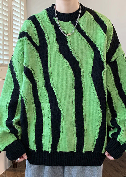 Stylish Green O Neck Original Design Knit Sweaters Winter Rc023