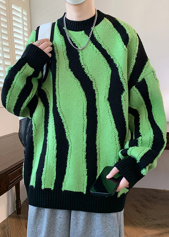 Stylish Green O Neck Original Design Knit Sweaters Winter Rc023