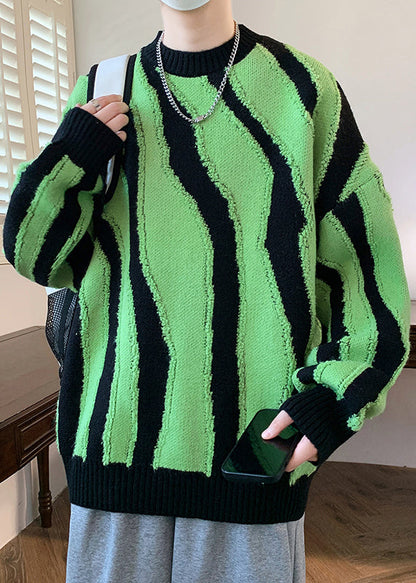 Stylish Green O Neck Original Design Knit Sweaters Winter Rc023