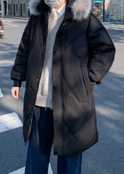 Stylish Grey Fur Collar Pockets Duck Down Down Coats Winter Rj015