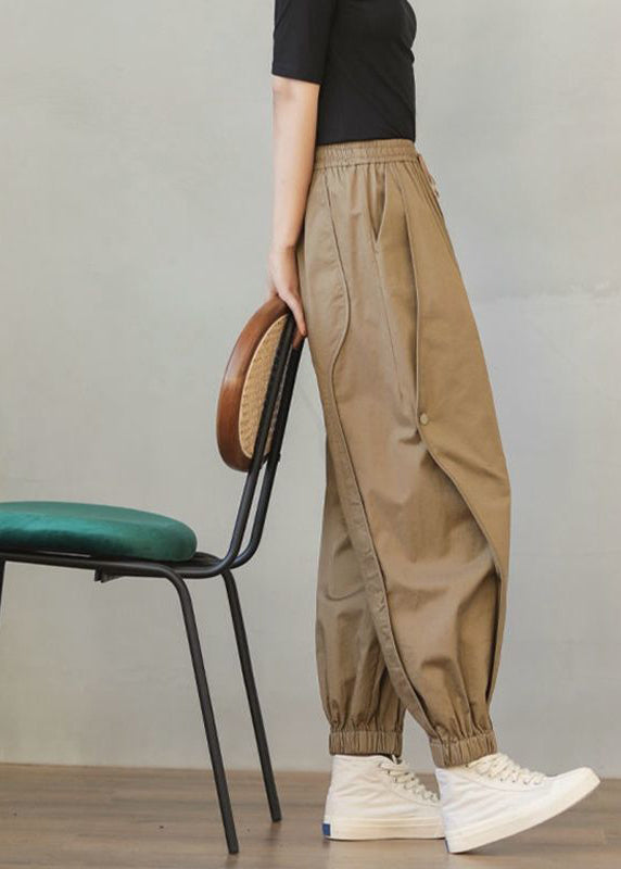 Stylish Khaki Oversized Patchwork Cotton Harem Pants Spring Ly0903