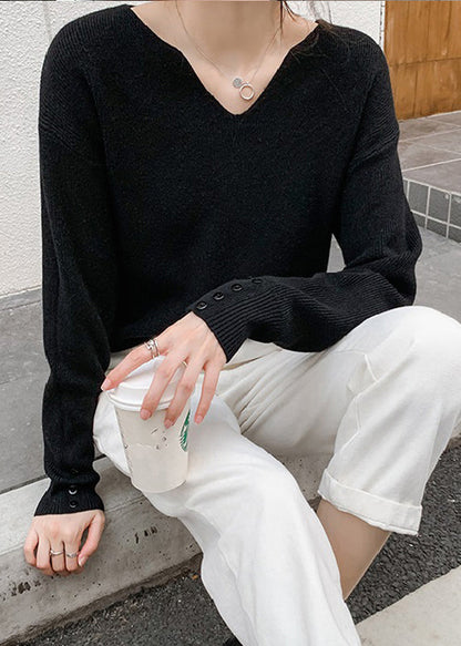 Stylish Khaki V Neck Knit Sweater Spring Tf002