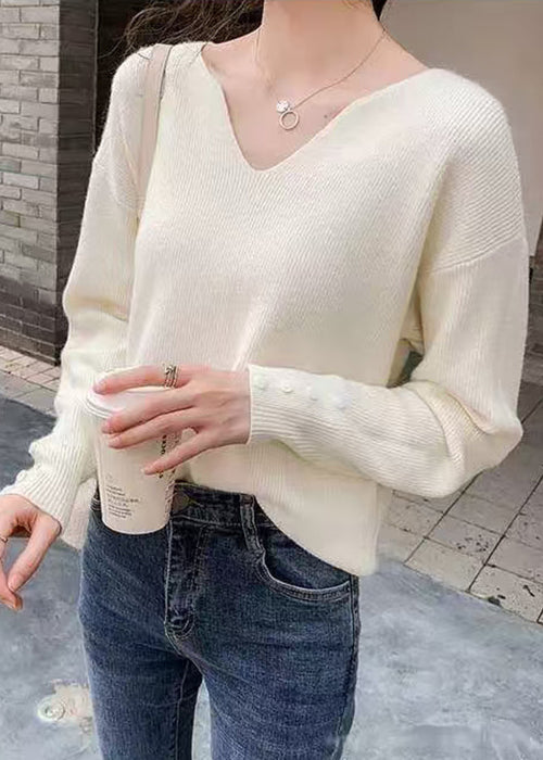 Stylish Khaki V Neck Knit Sweater Spring Tf002