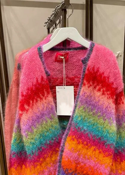 Stylish Multicolor V Neck Cozy Knit Cardigans Fall Wo029