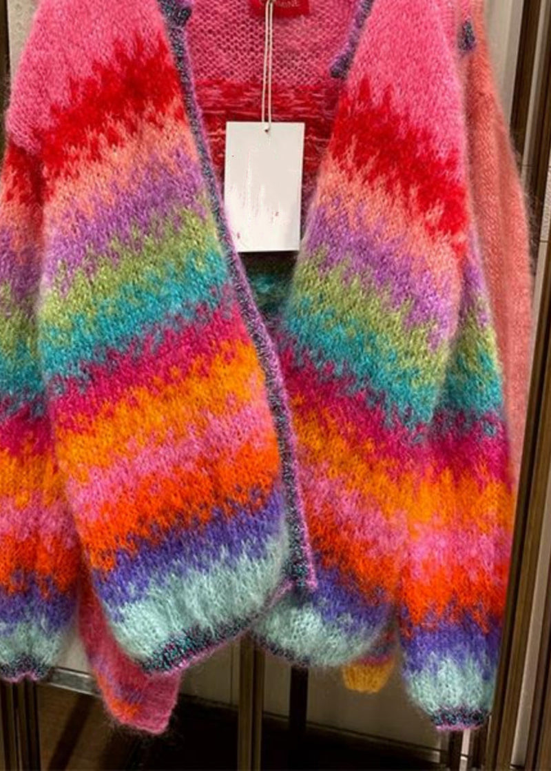 Stylish Multicolor V Neck Cozy Knit Cardigans Fall Wo029