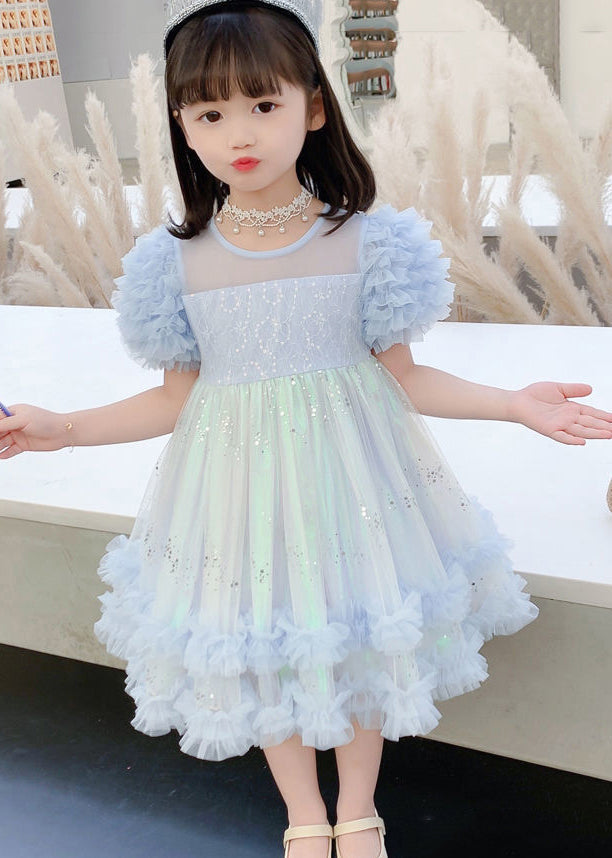 Stylish Pink Sequins Flattering Tulle Long Dresses Short Sleeve Ew021