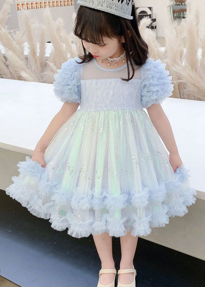 Stylish Pink Sequins Flattering Tulle Long Dresses Short Sleeve Ew021