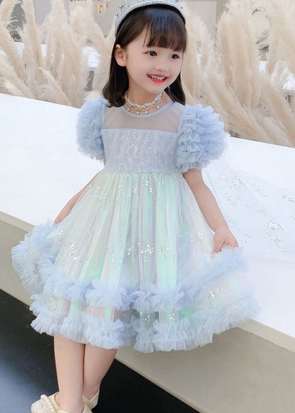 Stylish Pink Sequins Flattering Tulle Long Dresses Short Sleeve Ew021