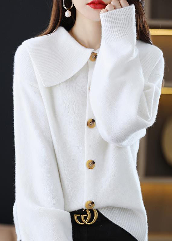 Stylish Red Peter Pan Collar Button Knit Cardigan Fall Qi048