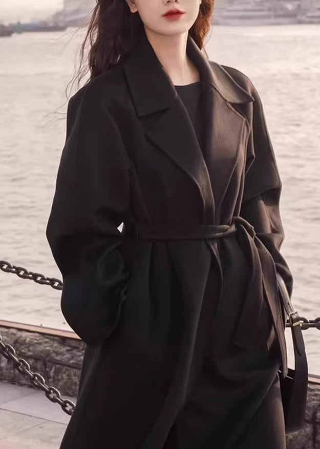 Stylish Red Peter Pan Collar Pockets Woolen Wrap Coat Winter Rs035