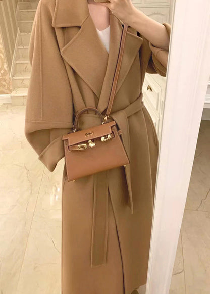 Stylish Red Peter Pan Collar Pockets Woolen Wrap Coat Winter Rs035