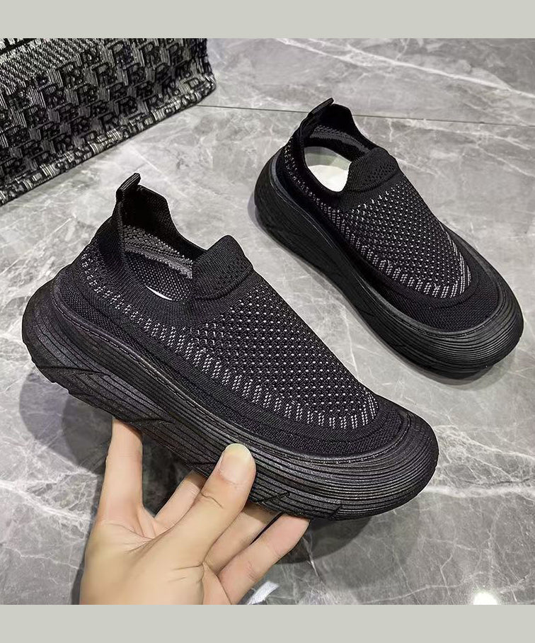 Stylish Splicing Platform Flat Feet Shoes Purple Breathable Mesh Ag1030