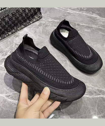 Stylish Splicing Platform Flat Feet Shoes Purple Breathable Mesh Ag1030