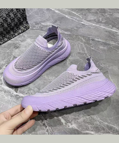 Stylish Splicing Platform Flat Feet Shoes Purple Breathable Mesh Ag1030