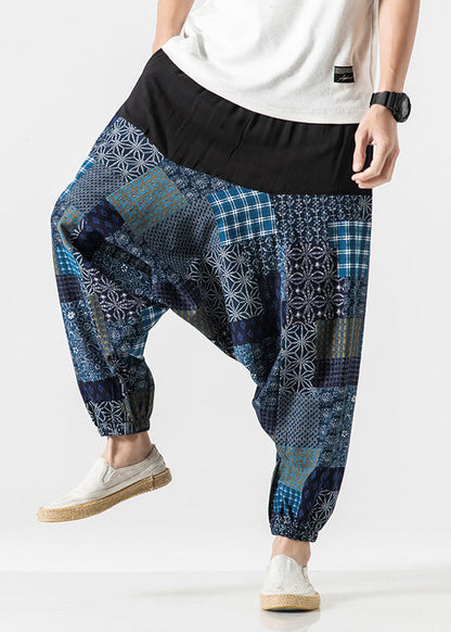 Stylish White Pockets Print Cotton Lantern Pants Summer Sa057