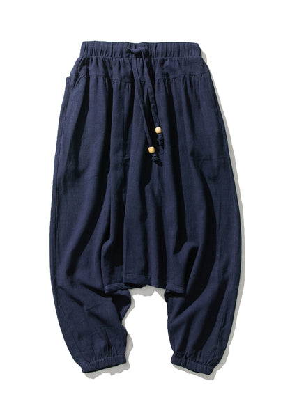 Stylish White Pockets Print Cotton Lantern Pants Summer Sa057