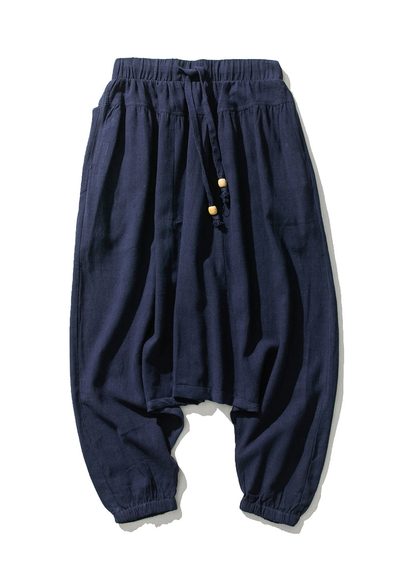 Stylish White Pockets Print Cotton Lantern Pants Summer Sa057