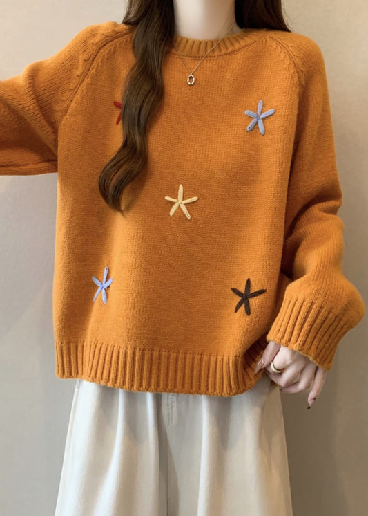 Stylish Yellow O Neck Thick Knit Sweaters Winter Rg038