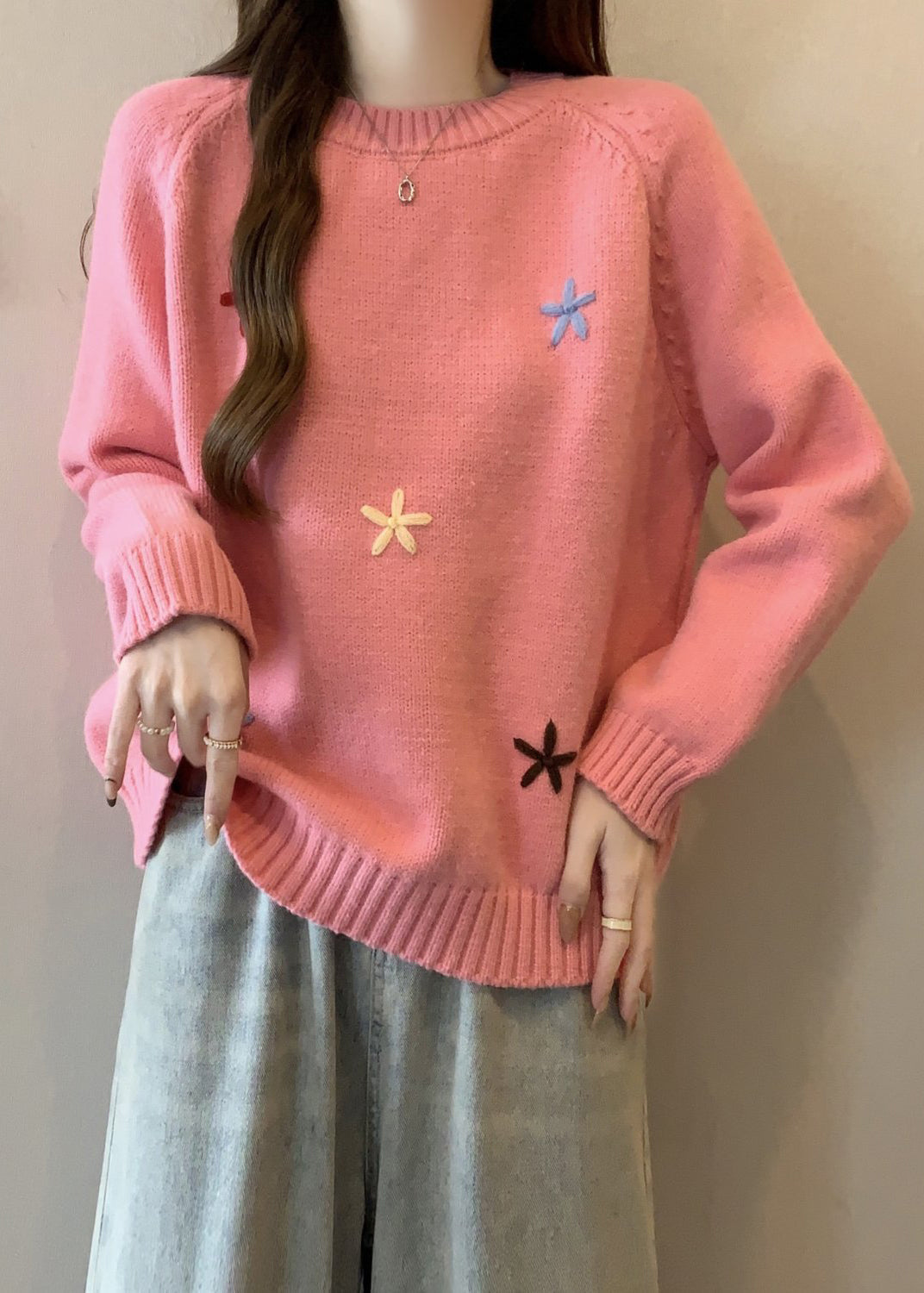 Stylish Yellow O Neck Thick Knit Sweaters Winter Rg038