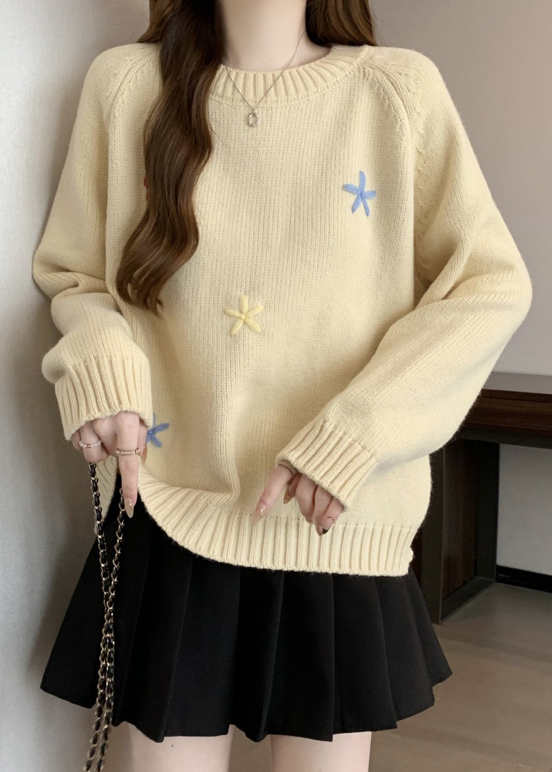 Stylish Yellow O Neck Thick Knit Sweaters Winter Rg038