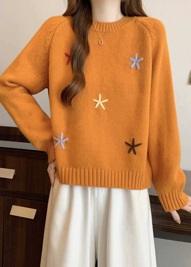 Stylish Yellow O Neck Thick Knit Sweaters Winter Rg038